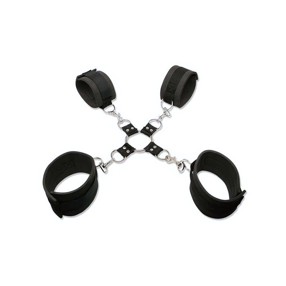 БДСМ набор Extreme Hog-Tie Kit наручники+наножники, соединенные цепочкой (Цвет: черный)