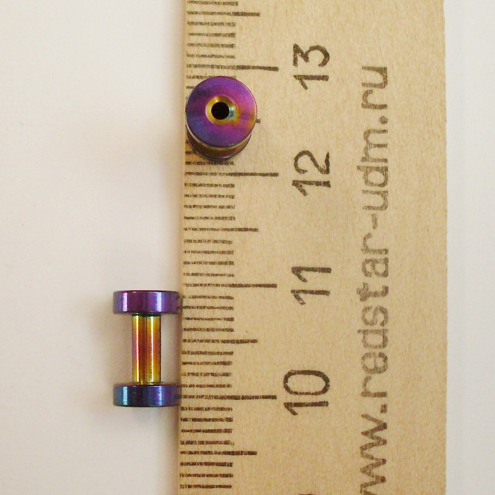 Тоннель для пирсинга ушей 2.5 мм диаметр. Медицинская сталь, цветное анодирование. 1 пара
