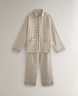 ZARA HOME ПИЖАМА В КЛЕТКУ С КАРМАНАМИ, ЭКРЮ