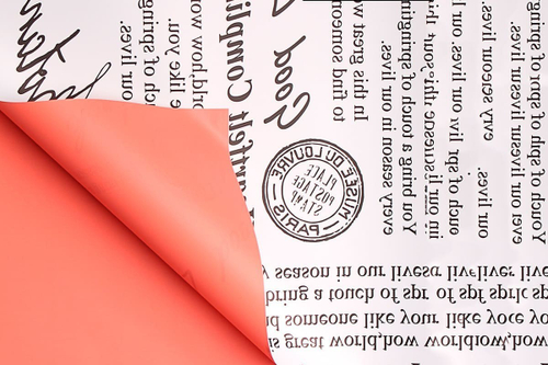 Пленка пастельная "Надписи" Коралловая