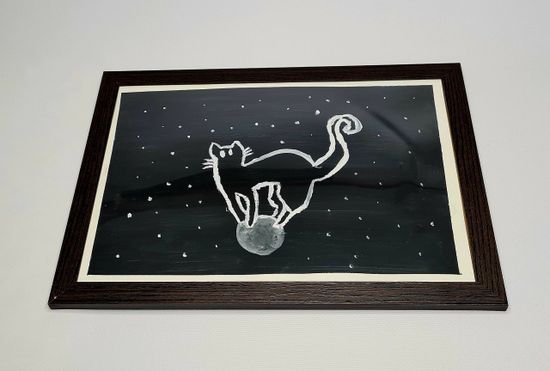 Картина в рамке "Кот на луне"