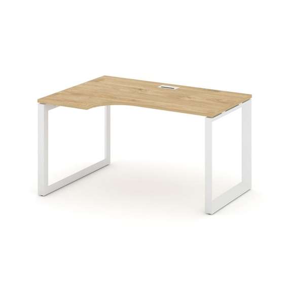 Style Project Стол рабочий эргономичный SN-59O.SPA-022(L) Тиквуд Светлый/Металл Белый/Белый Заглушка