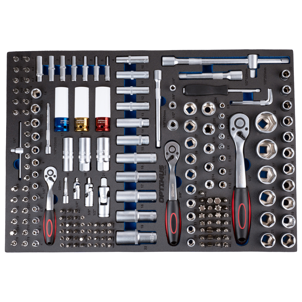 OPT-717E Тележка инструментальная, 7 полок с набором инструментов, столешница с EVA покрытием