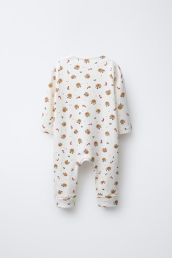 ZARA КОМБИНЕЗОН С ОЛЕНЯМИ И РЕГУЛИРУЕМЫМИ ШТАНИНАМИ, ЭКРЮ