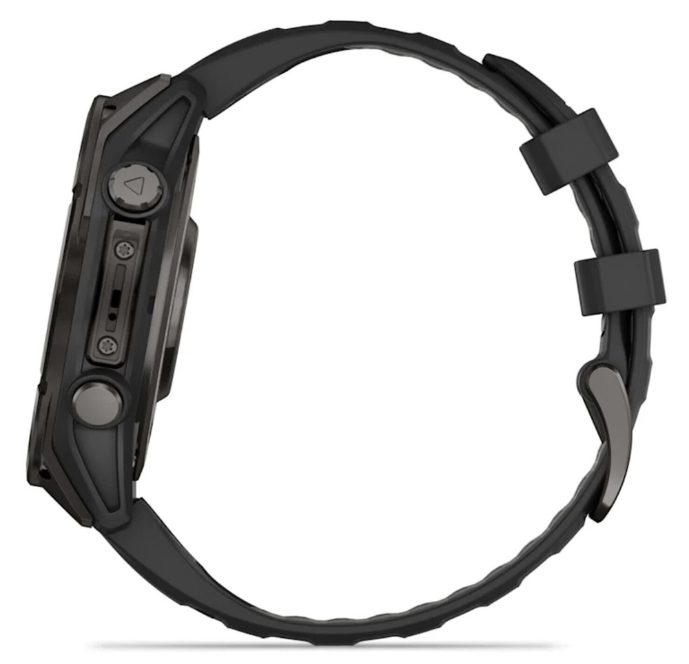 Умные часы Garmin Fenix 8, 47 мм, AMOLED, Sapphire Carbon Gray DLC Titanium with Black/Pebble Gray Silicone Band