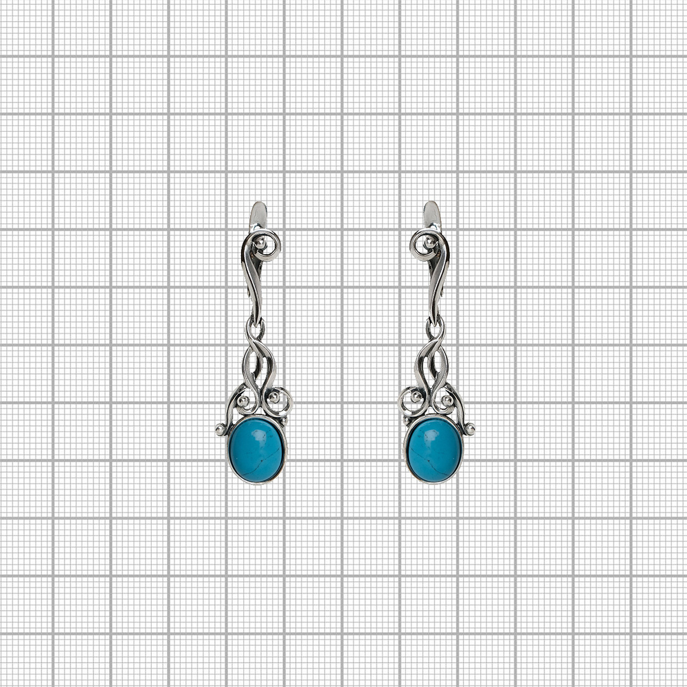 "Верди" серьги в серебряном покрытии из коллекции "Самоцветы" от Jenavi с английским замком