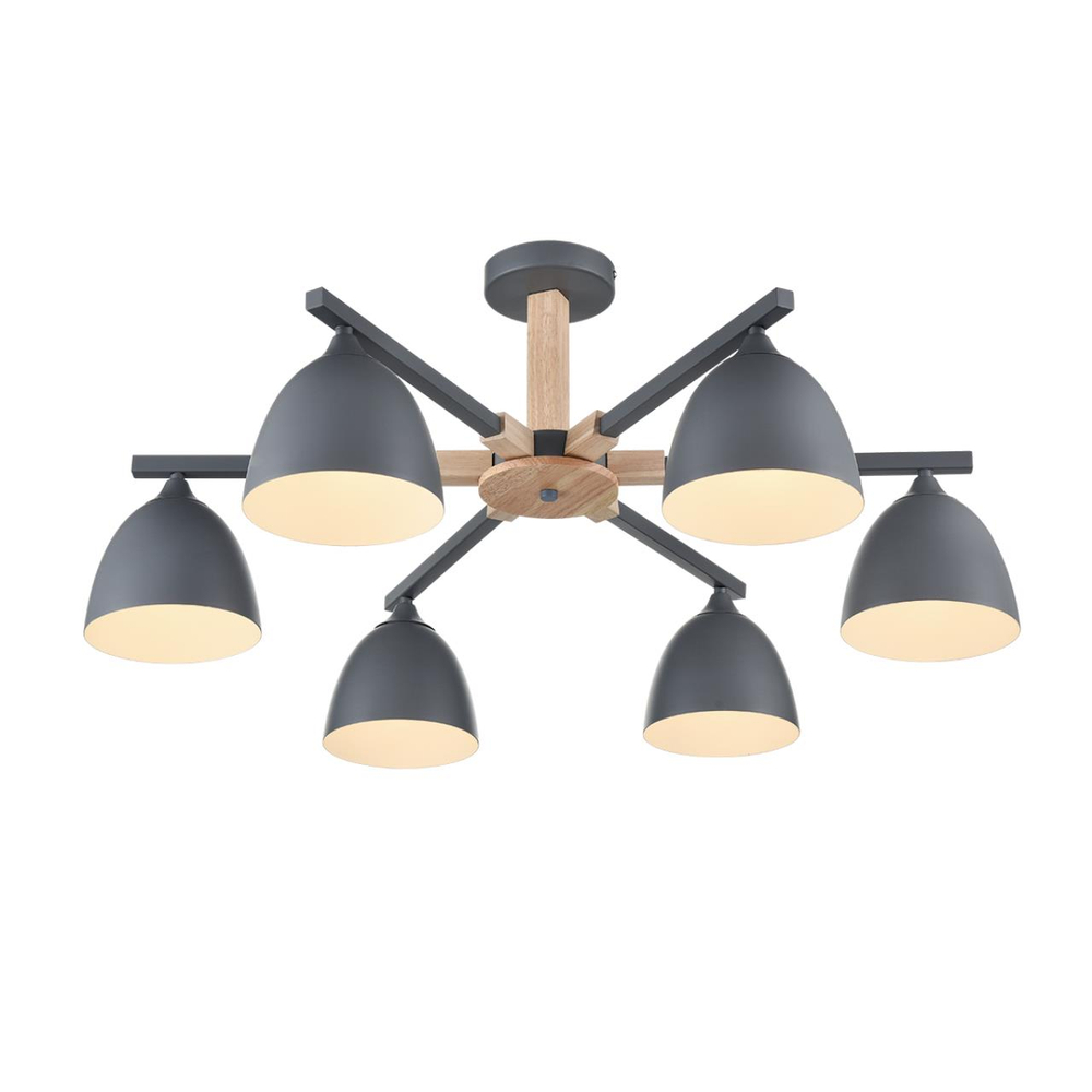 8096/6C MODERNI LN26 339 серый/серый металл, дерево/металл Люстра потолочная Е27 6*60W 220V COLANGE