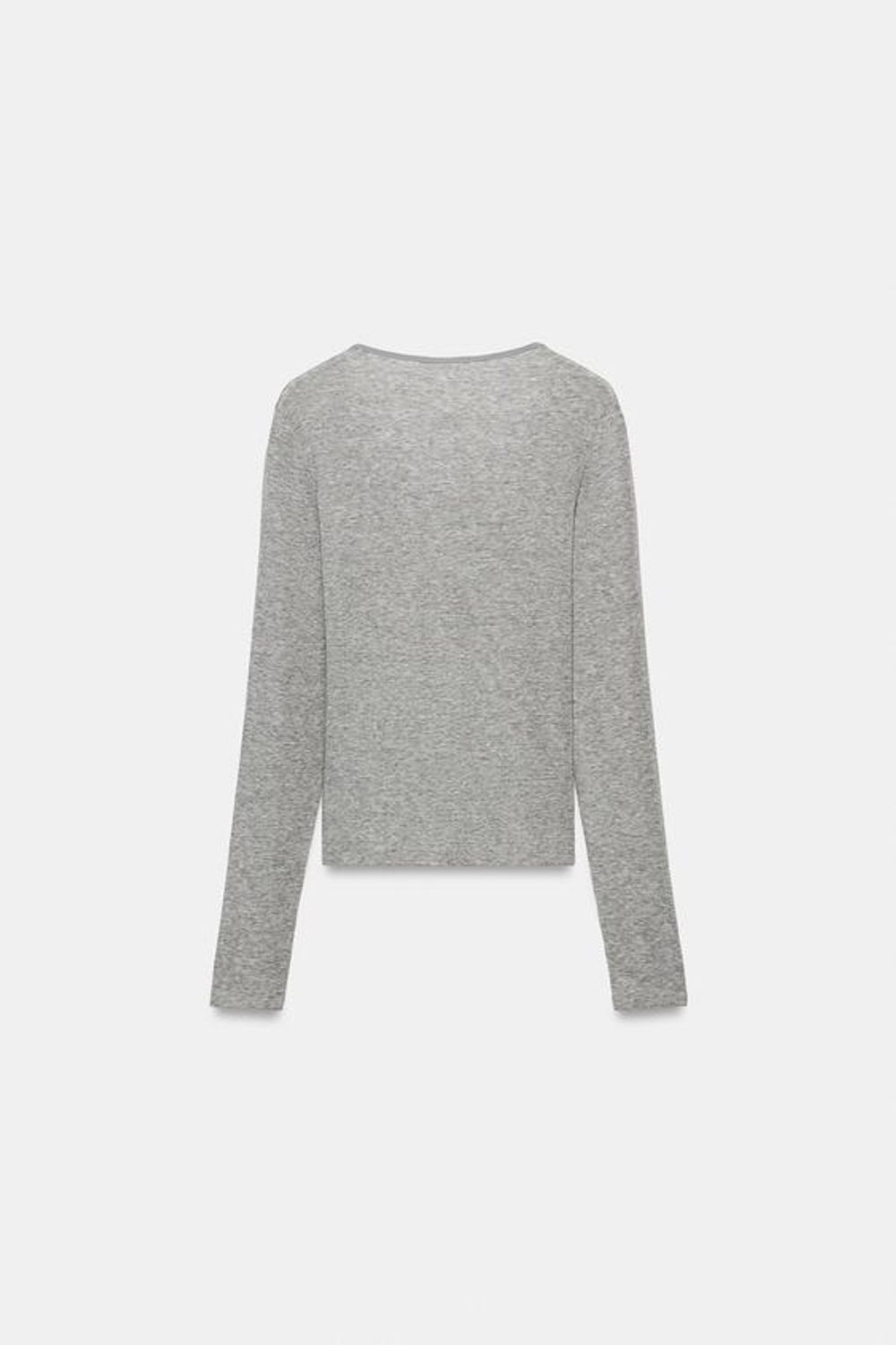 ZARA ФУТБОЛКА С ВОРОТНИКОМ ХЕНЛИ НА ПУГОВИЦАХ, СЕРЫЙ