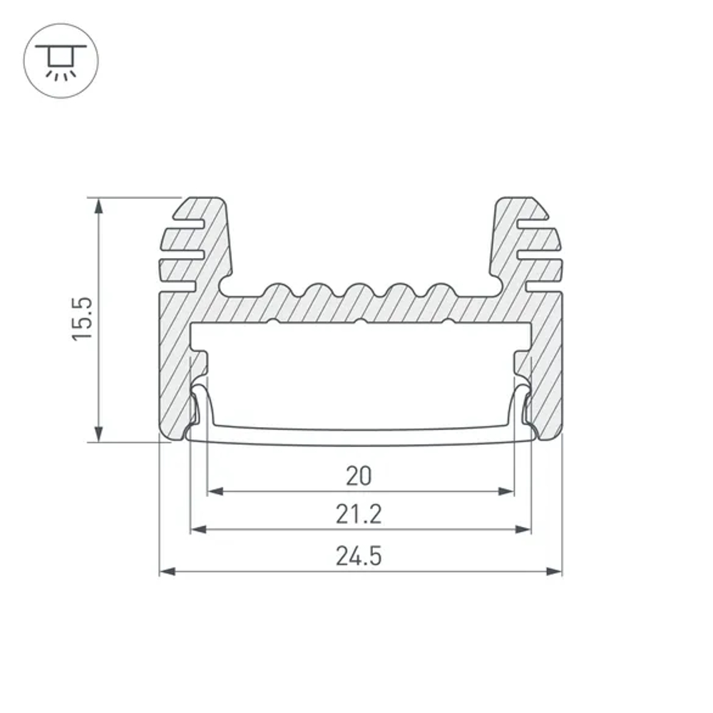 Профиль ARH-WIDE-H16-2000 ANOD (Arlight, Алюминий) 018816