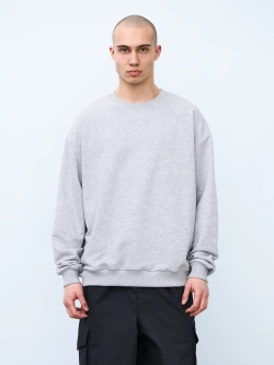 Свитшот оверсайз, без начеса (серый меланж)