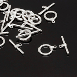 Замок-тоггл (Юж.Корея), цвет серебро, размер 15+26 мм, цена за 1 шт