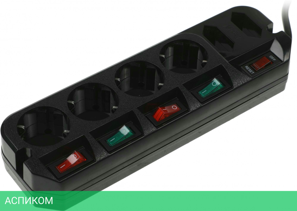 Сетевой фильтр Most ARG-Ч 3 6 розеток черный