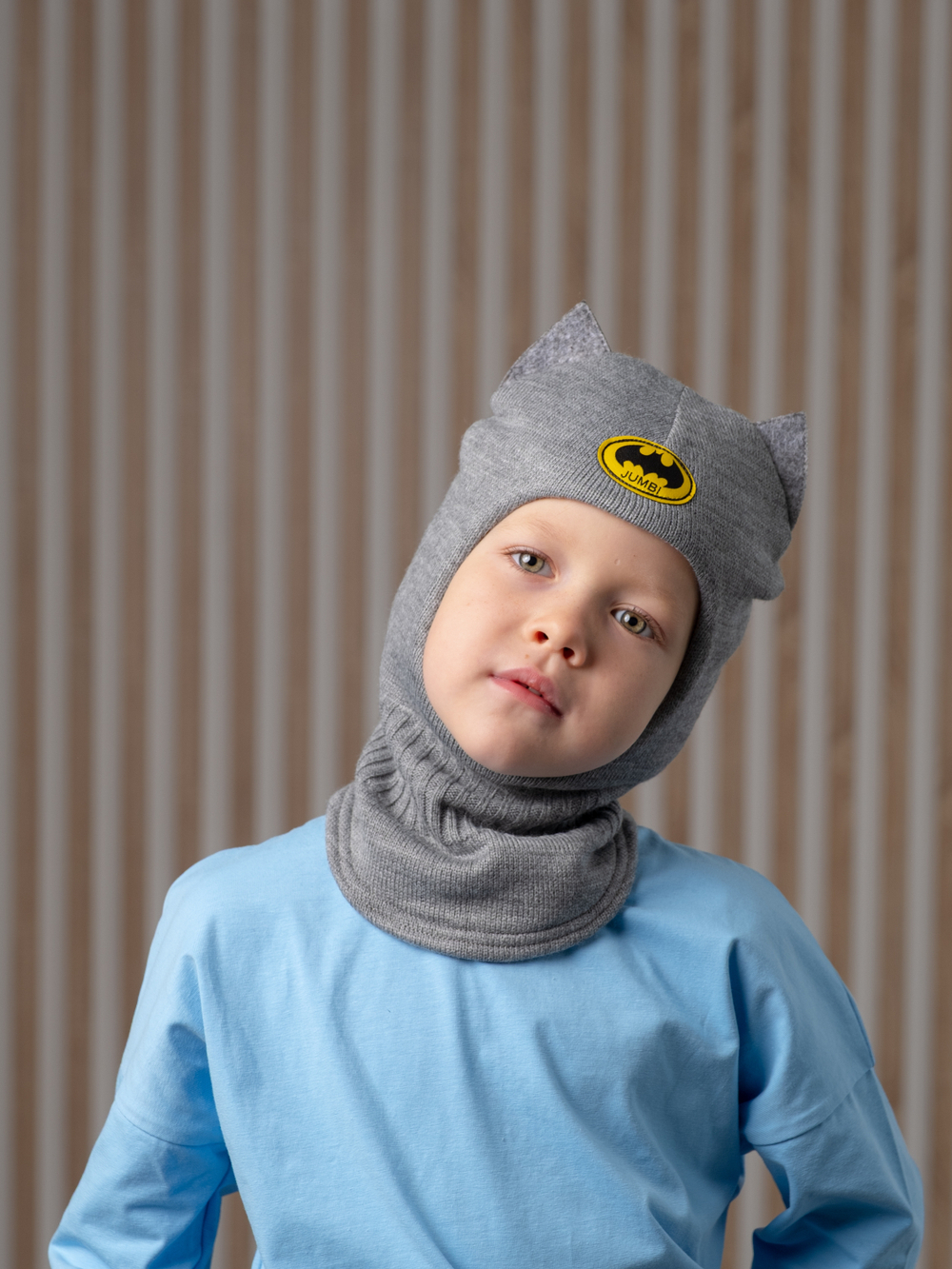 Шлем зимний вязаный (Пепельный) Бэтмен