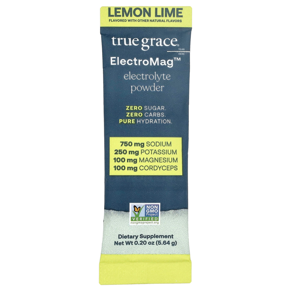 True Grace, ElectroMag™, электролитный порошок, со вкусом лимона и лайма, 16 пакетиков по 5,64 г (0,20 унции)