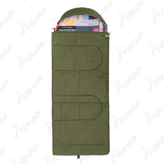 Спальный мешок OLYMPUS Wide 300 (220х90, холлофайбер, зеленый/город) (T-HS-SB-OW-300-NC) Helios