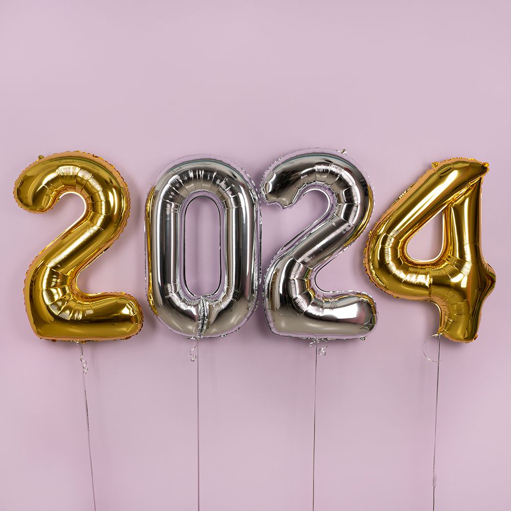 Шар (40''/102 см) Цифра, 4 Slim, Золото, 1 шт.