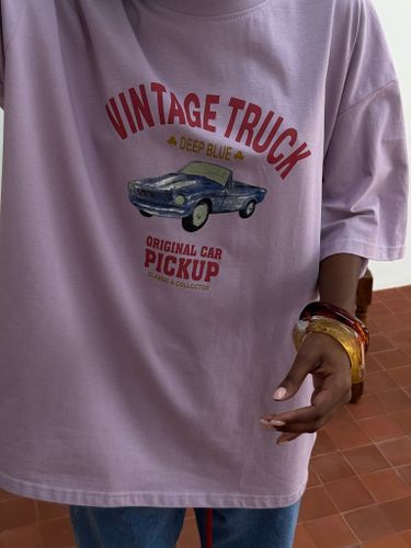 Лиловая хлопковая футболка Vintage Truck