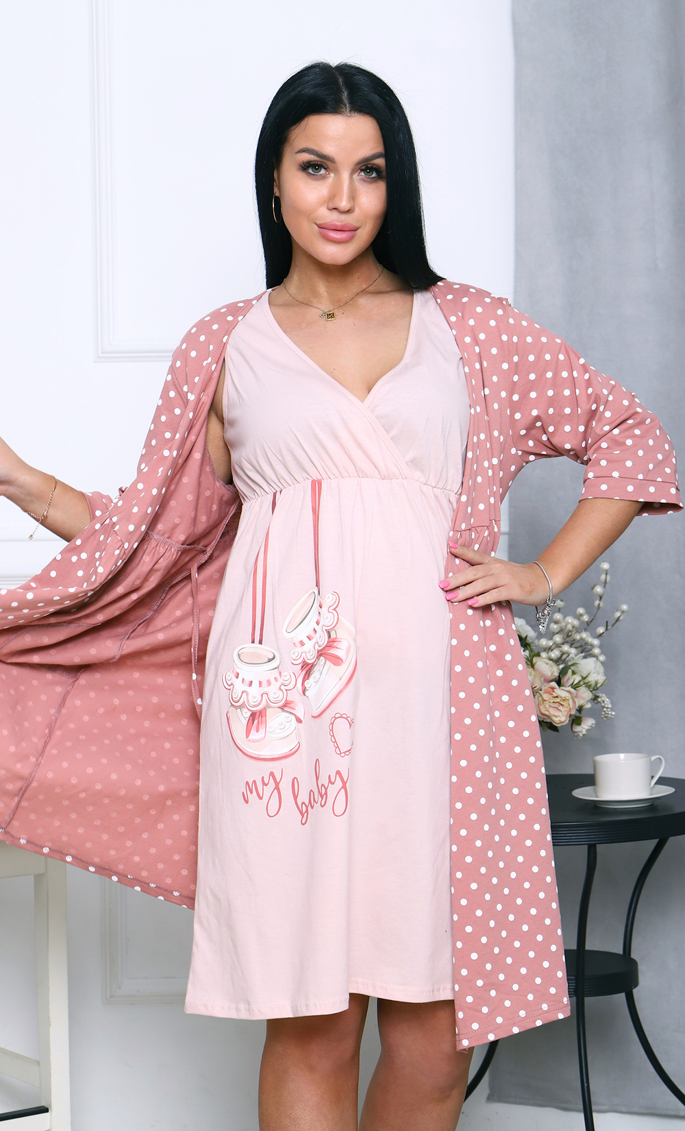 Пеньюар сорочка+халат М562