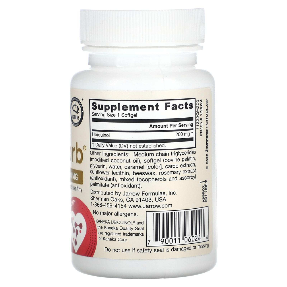 Jarrow Formulas, убихинол QH-Absorb, 200 мг, 30 мягких таблеток