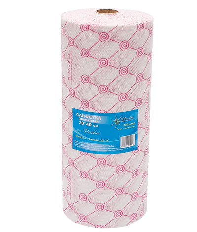 Салфетка одноразовая White line Спанлейс 30*40 Розовая 100 шт рулон