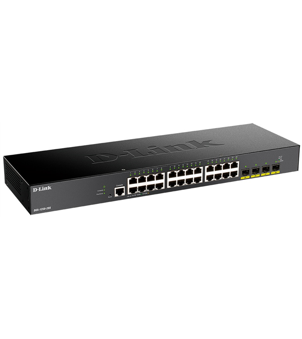 Коммутатор D-Link Smart L2 Switch 24x1000Base-T, 4х10GBase-X SFP+, CLI, RJ45 Console