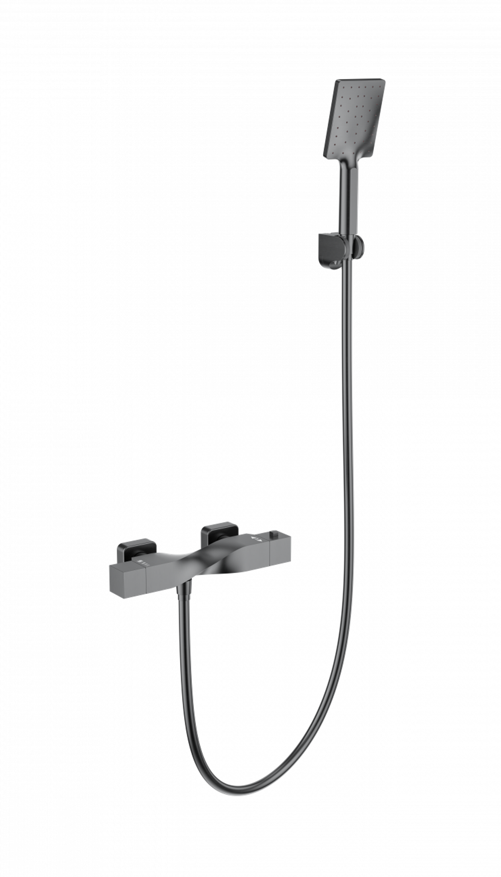 Смеситель для душа с термостатом WONZON & WOGHAND Twist, Темный графит (WW-B2025-A-BGG)