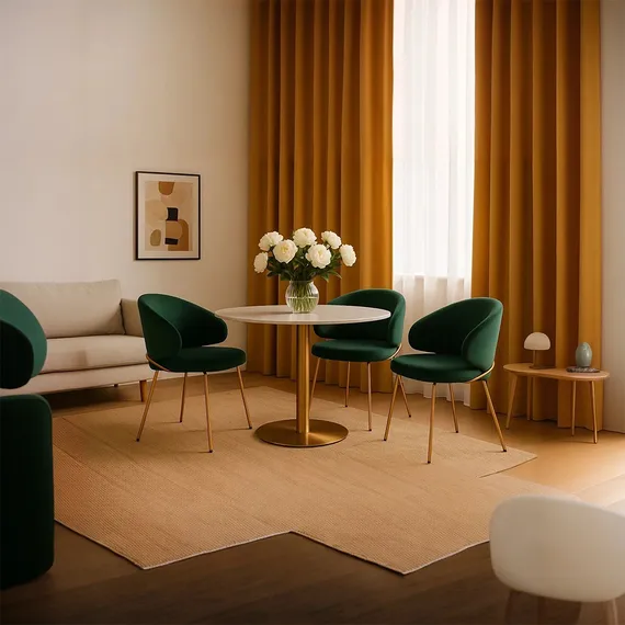 Стул Lime, зеленый микровелюр с золотыми ножками