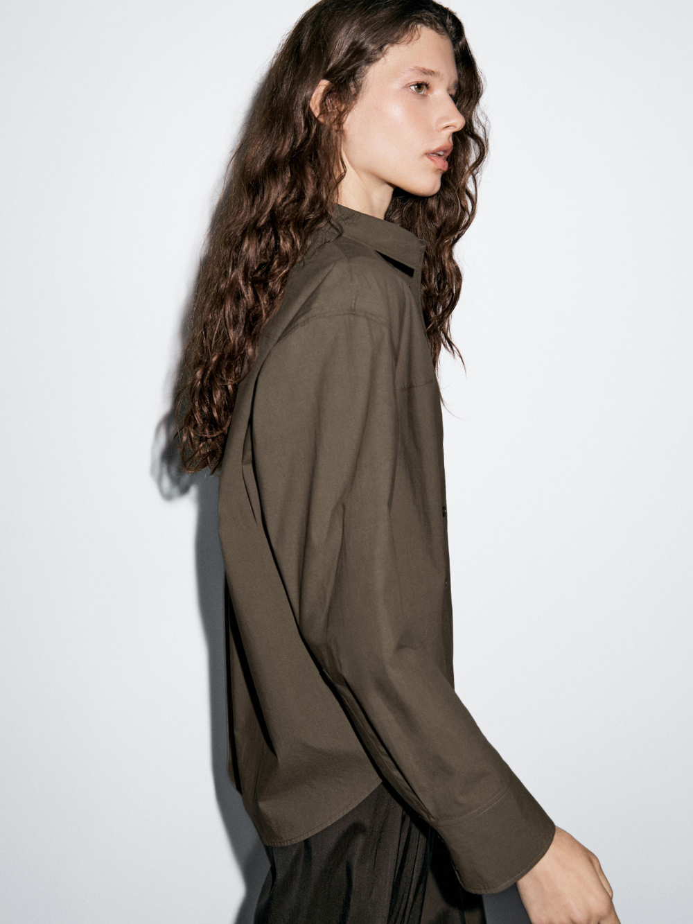 Massimo Dutti Рубашка из 100% хлопка с вышивкой, зеленый