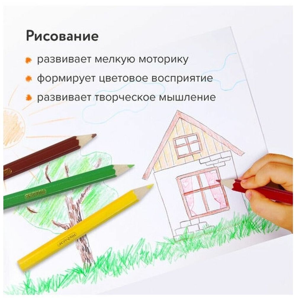 Карандаши цветные ПИФАГОР "МАЛЫШИ-КАРАНДАШИ", 6 цветов, укороченные заточенные, 181343