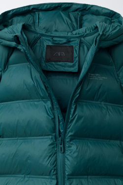 ZARA ЛЕГКАЯ НЕПРОМОКАЕМАЯ КУРТКА, ЗЕЛЕНОВАТО-СИНИЙ