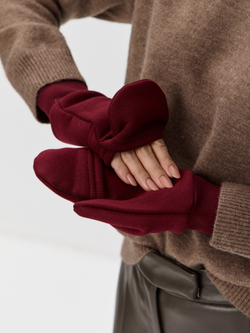 Комплект с начесом: снуд, варежки, шапка