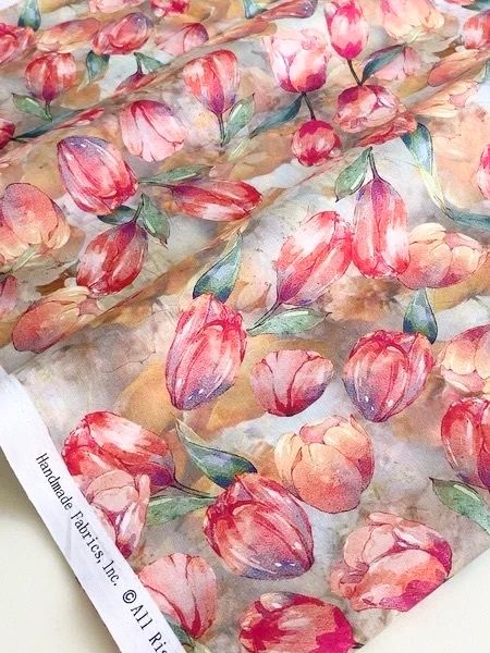 ТЮЛЬПАНЫ АКВАРЕЛЬ,  100% хлопок Handmade Fabrics 3