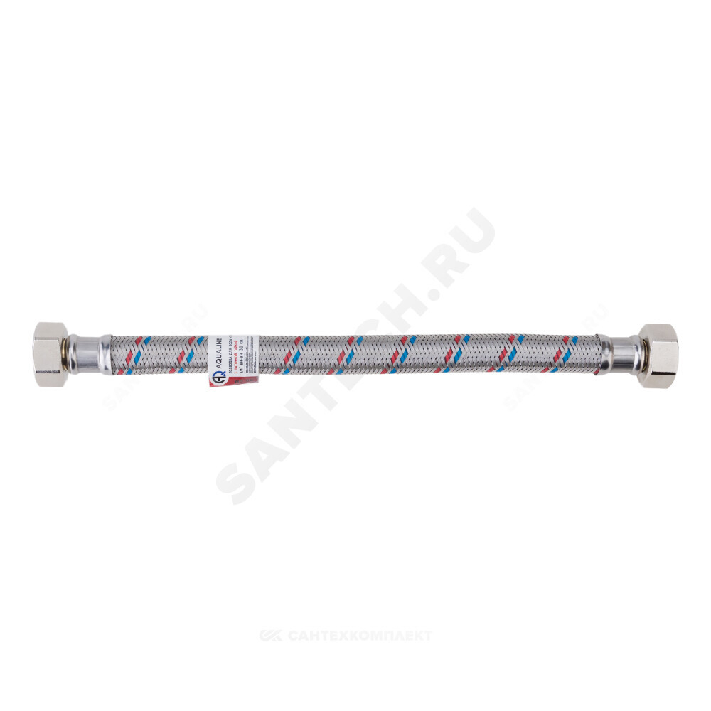 Подводка гибкая для воды нержавеющая оплетка ГИГАНТ 3/4" г-г L=1м AQUALINE 04951
