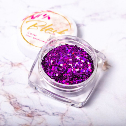 Blesk, Дизайн для ногтей "Соты", цвет фиолетовый