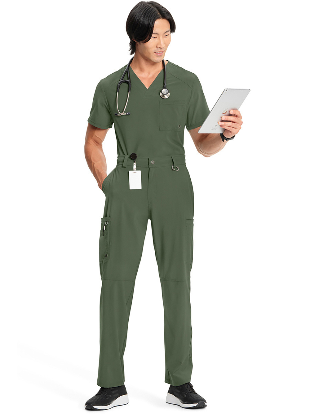 Брюки медицинские мужские удлиненные Cherokee CK200AT с внутренней кулиской на молнии, серый, M