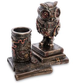 Veronese WS-1063 Подставка для телефона и ручек в стиле Стимпанк «Сова»