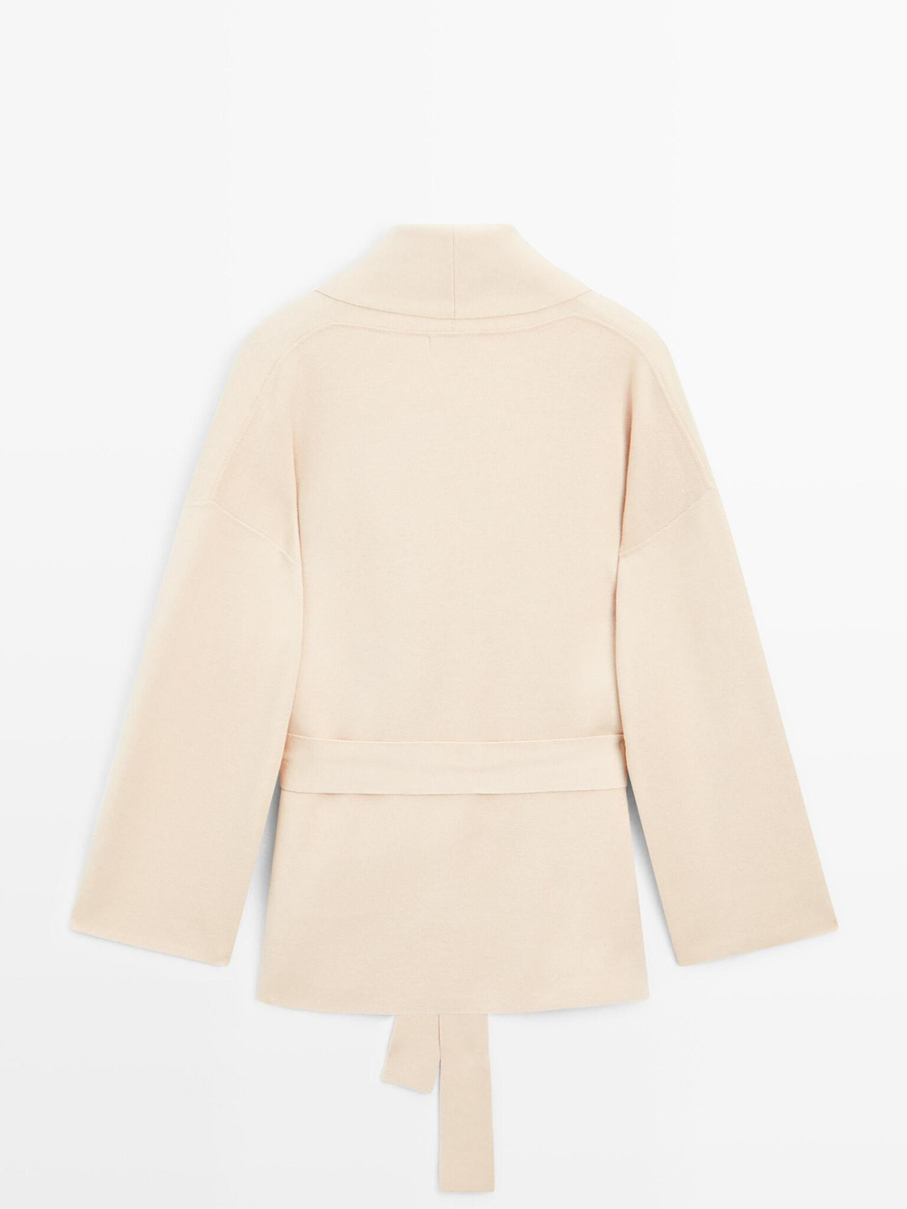 Massimo Dutti Вязаный кардиган с поясом, бежевый