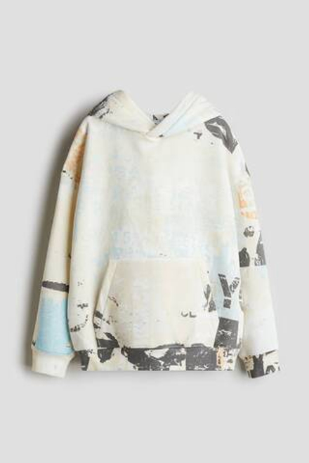 H&M Толстовка с капюшоном и принтом, белый