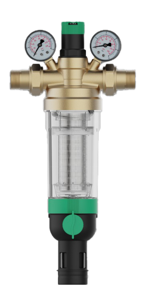 Фильтр с ОБРАТ. промывкой и РЕГ. давления, с 2-я манометрами 1" для ХОЛОД. воды  ViEiR  (5/1шт)