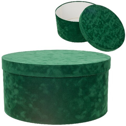 Коробка шляпная (бархат) D50xH25см (Изумруд)