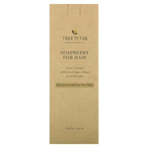 Tree To Tub, Soapberry For Hair Shampoo, для всех типов волос, сицилийский лимон и чайное дерево, 250 мл (8,5 жидк. унц.)