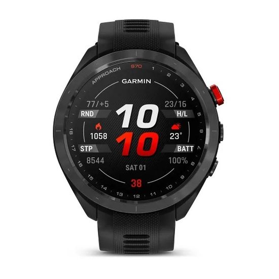 Умные часы Garmin Approach S70 (47 мм) Черный керамический безель с черным силиконовым ремешком