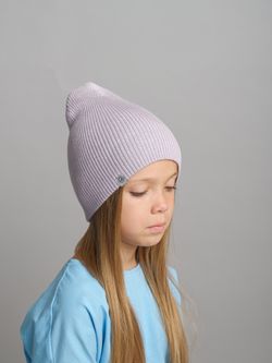 Шапка вязаная хлопковая ТВИНС(Лаванда, виноград)