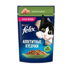 Felix влажный корм для кошек аппетитные кусочки с кроликом пауч 75 г