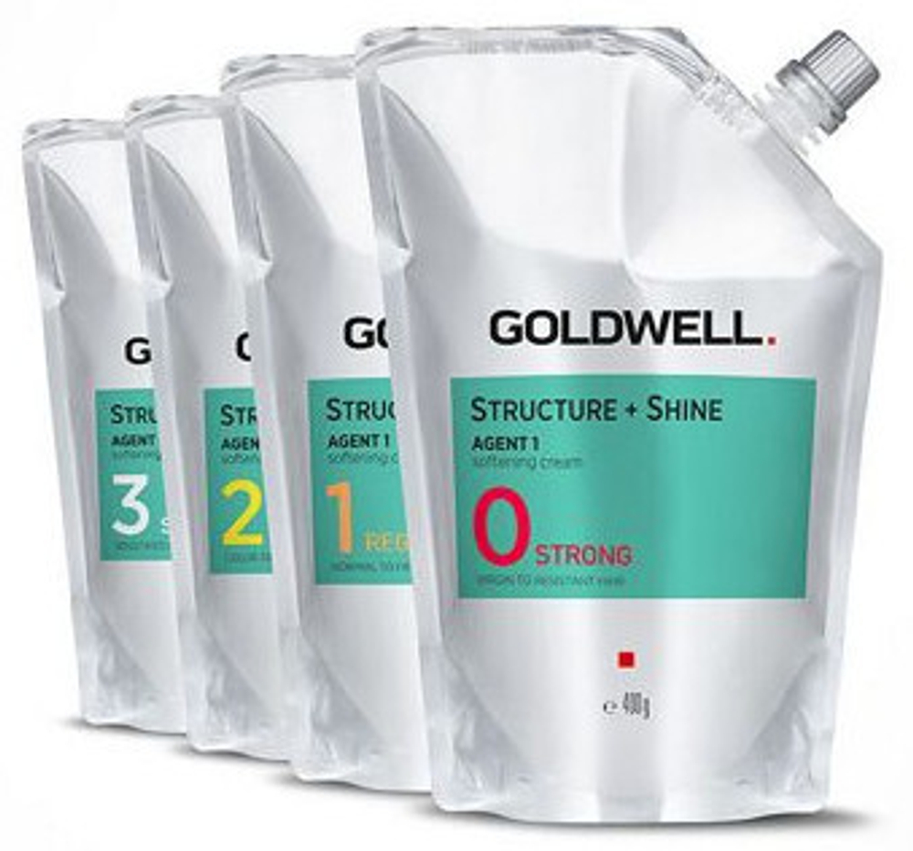 Goldwell Structure + Shine Agent 1 Softening Cream 2 Medium - Смягчающий крем для выпрямления натуральных и трудноподдающихся волос 400 мл - 03112