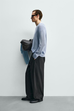 ZARA БРЮКИ WIDE FIT СО СКЛАДКАМИ, КОРИЧНЕВЫЙ