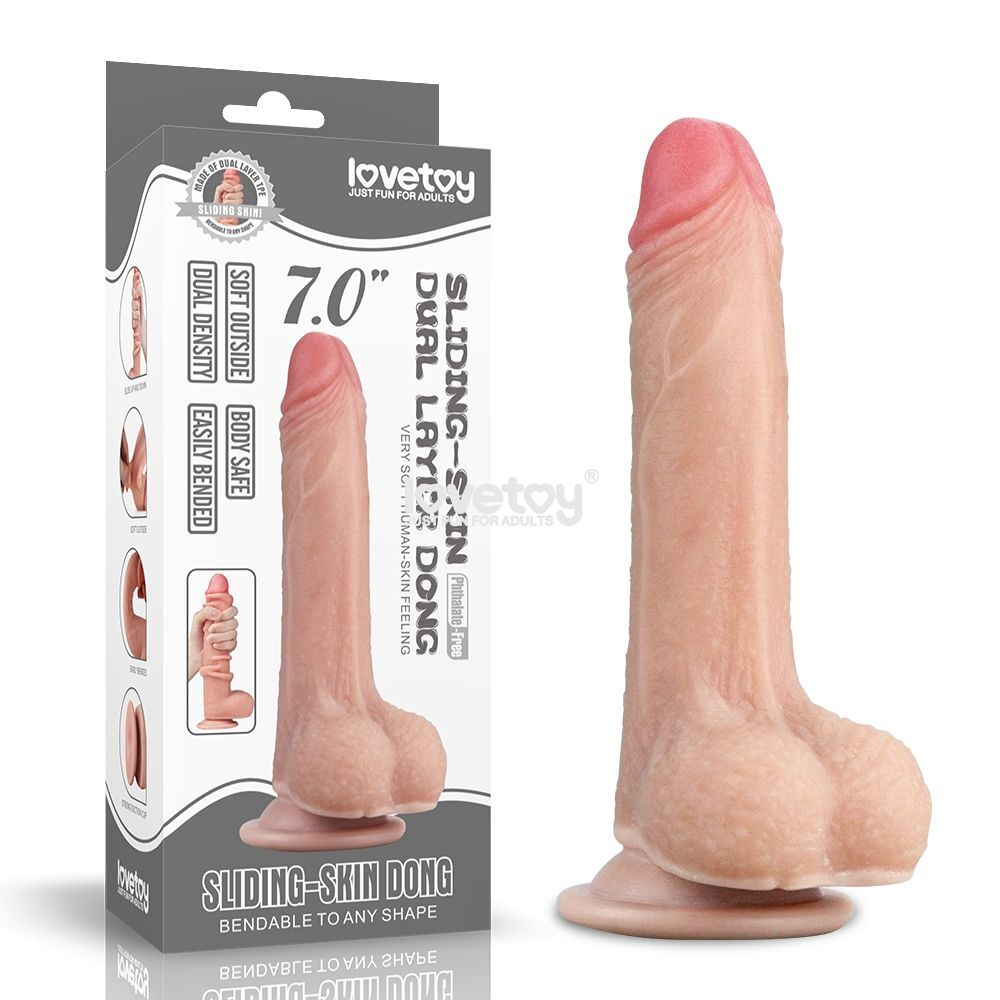 Телесный фаллоимитатор Sliding Skin Dual-Layered 7.0 - 17,5 см