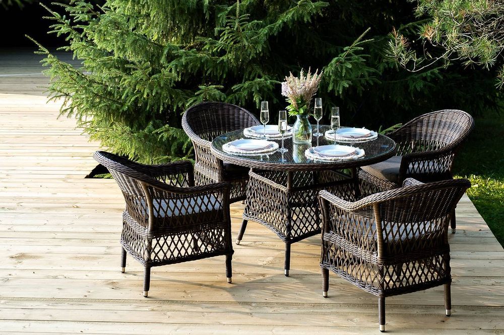 "Дольче" обеденная группа из искусственного ротанга, цвет коричневый