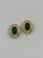 Клипсы с зелёными вставками Christian Dior