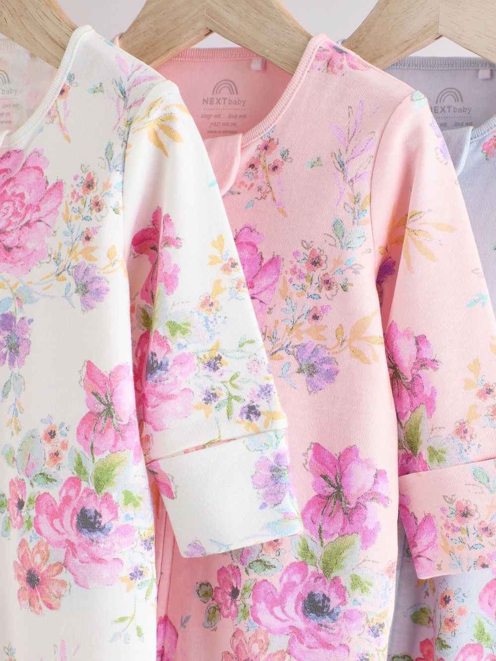 Комбинезон / Cлип для малышей Next E18-358, 3 шт., Молочный, Розовый, Светло-голубой